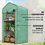 Serre de jardin avec étagères 3 niveaux, serre de balcon, bâche renforcée PE, châssis en acier, 59 x 39 x 127 cm, vert