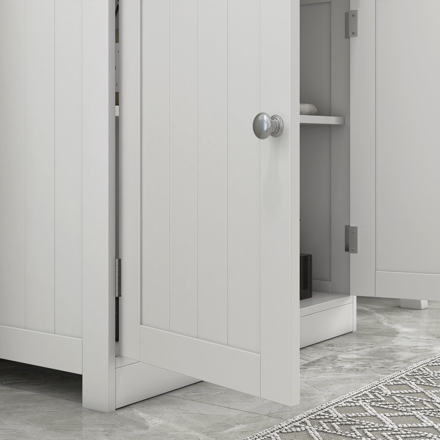 Meuble sous lavabo, meuble de salle de bain placard à 2 portes, étagère réglable, anti-humidité, 60 x 30 x 60 cm, blanc