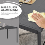 Table de jardin rectangulaire pour 6 personnes en aluminium plateau à lattes dim. 145L x 90l x 74H cm gris