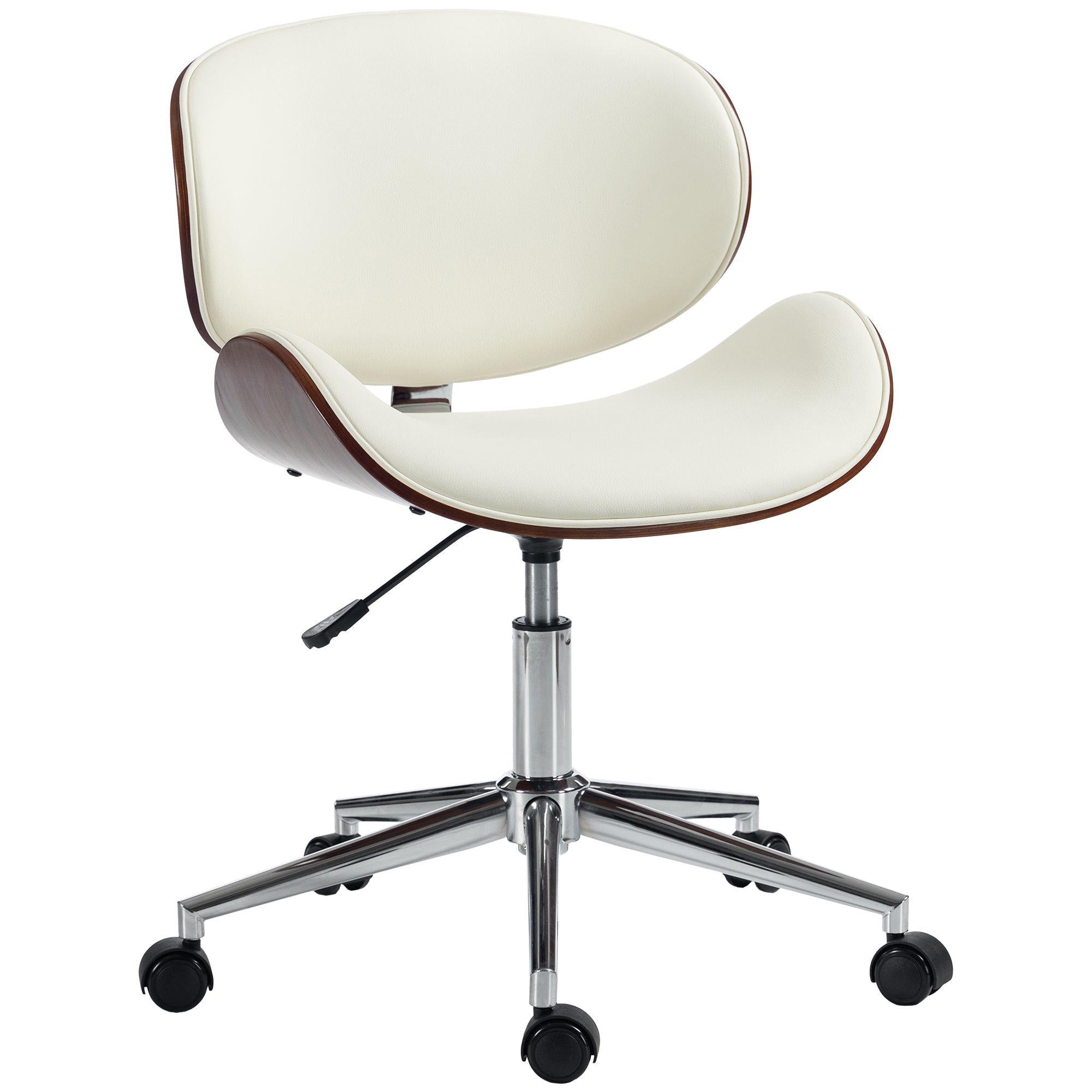 Vintage Design Office Chair, Adjustable Height, 360° Swivel, Synthetic Upholstery, 53x53x87cm, Cream