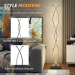 Lampadaire sur pied salon, lampe salon 3 niveaux de luminosité réglables à double spirale avec interrupteur à pied, noir