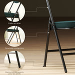 Lot de 4 chaises pliantes chaises de salle à manger portables avec assises et dossiers rembourrés en velours côtelé bleu