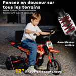 Moto électrique enfants 24V, moteur 250W, vitesse 6,4-16 km/h, pour enfants 8-12 ans, suspension arrière, rouge