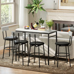 Conjunto de mesa de bar con taburetes, mesa de bar alta y 4 taburetes, estructura de acero, 110 x 55 x 90 cm, blanco