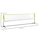 Filet de badminton, filet portable, hauteur ajustable 107-155 cm, avec sac de transport, cadre métallique, noir, jaune