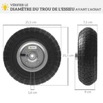 Lot de 2 Pneus Pneumatiques de Remplacement Alésage de 16mm pour Chariot de Jardin, Brouette et diable