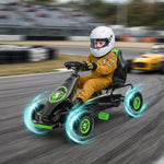 Kart à pédales pour enfant siège réglable 3 positions frein à main enfant de 5 à 12 ans vert noir