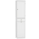 Badezimmerschrank mit Schublade, Wäschekorb, verstellbarem Regal, moderner Stil, 45 x 30 x 180 cm, Weiß