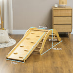 4 en 1 Arche escalade enfants, chaise à bascule, rampe d'escalade double face et coussin, 168x49,5x39,5cm, bois naturel