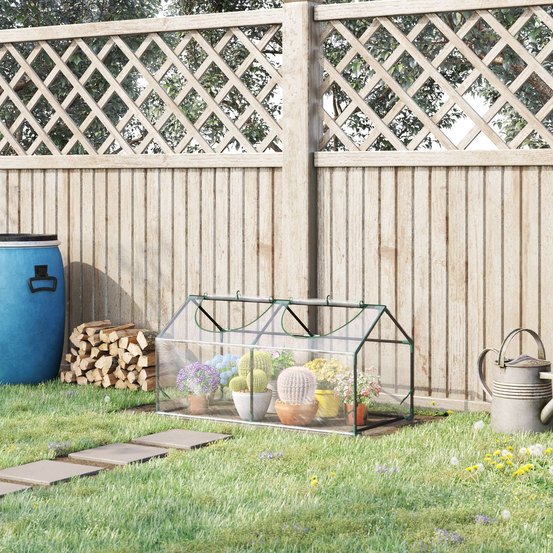 Serre de jardin mini serre 2 fenêtres enroulables couverture en PVC 120 x 60 x 60 cm transparent