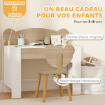 Bureau enfant avec chaise, table enfant et chaise avec tiroir et large plateau, 80 x 41 x 74,5 cm, bois naturel