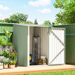 Abri de Jardin en Métal 1m², Tôle Ondulée, Toit Incliné, Porte Verrouillable, 100x103x160cm, Vert Clair