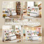 Meuble rangement enfant rangement jouet enfant 6 bacs amovibles et grand coffre à roulettes 100 x 30 x 80 cm blanc