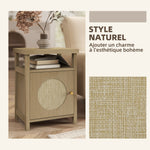Lot de 2 tables de chevet étroite table d'appoint compartiment ouvert placard finition en rotin, 40 x 35 x 55 cm marron