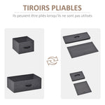 Commode Meuble de Rangement 5 tiroirs Pliables en Tissu 58 x 29 x 99 cm Gris