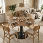 Tavolo da pranzo rotondo per 4-6 persone, tavolo da cucina con ampio piano e base in acciaio, Ø 110 x 78 cm, marrone