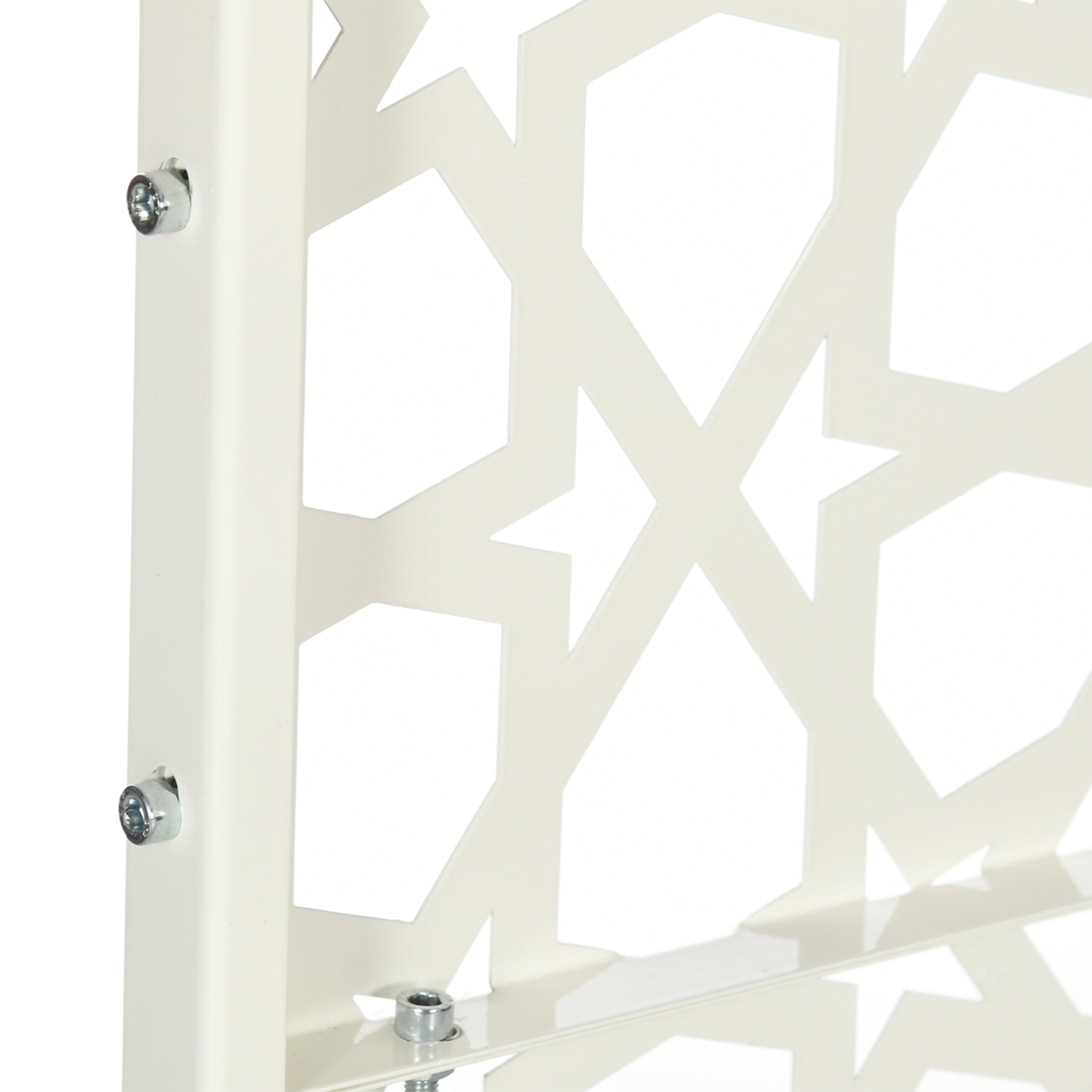 Panneau brise vue décoratif extérieur blanc à motif en métal - 92 x 45 x 198 cm