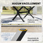 Table de Jardin Extensible Aluminium Table de Repas Extérieure Effet Bois 8-10 Personnes 214x85x73cm Gris Anthracite