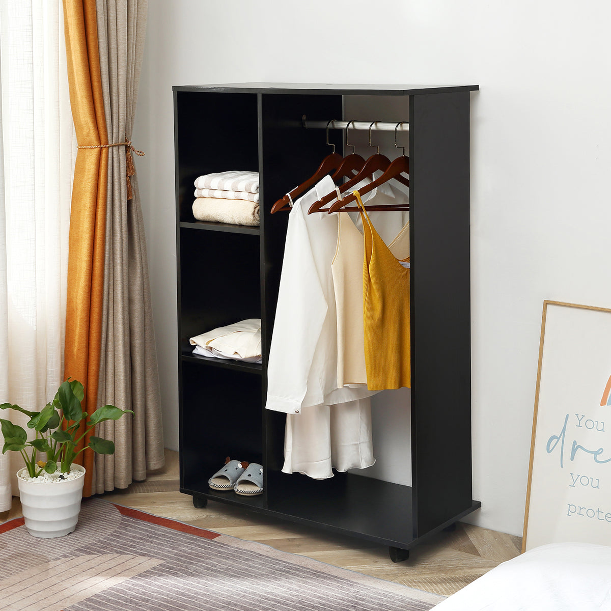 Armoire penderie Armoire de Rangement Mobile Panneaux de Particules Noir