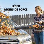 Souffleur de Feuilles sans Fil avec Moteur Brushless 900W Batterie 36v (2x4,0Ah) Puissant 15,2 m³/min Orange et Noir