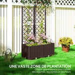 Jardinière avec treillis lit surélevé de jardin jardinière extérieure avec 6 trous de drainage 80 x 40 x 135 cm marron