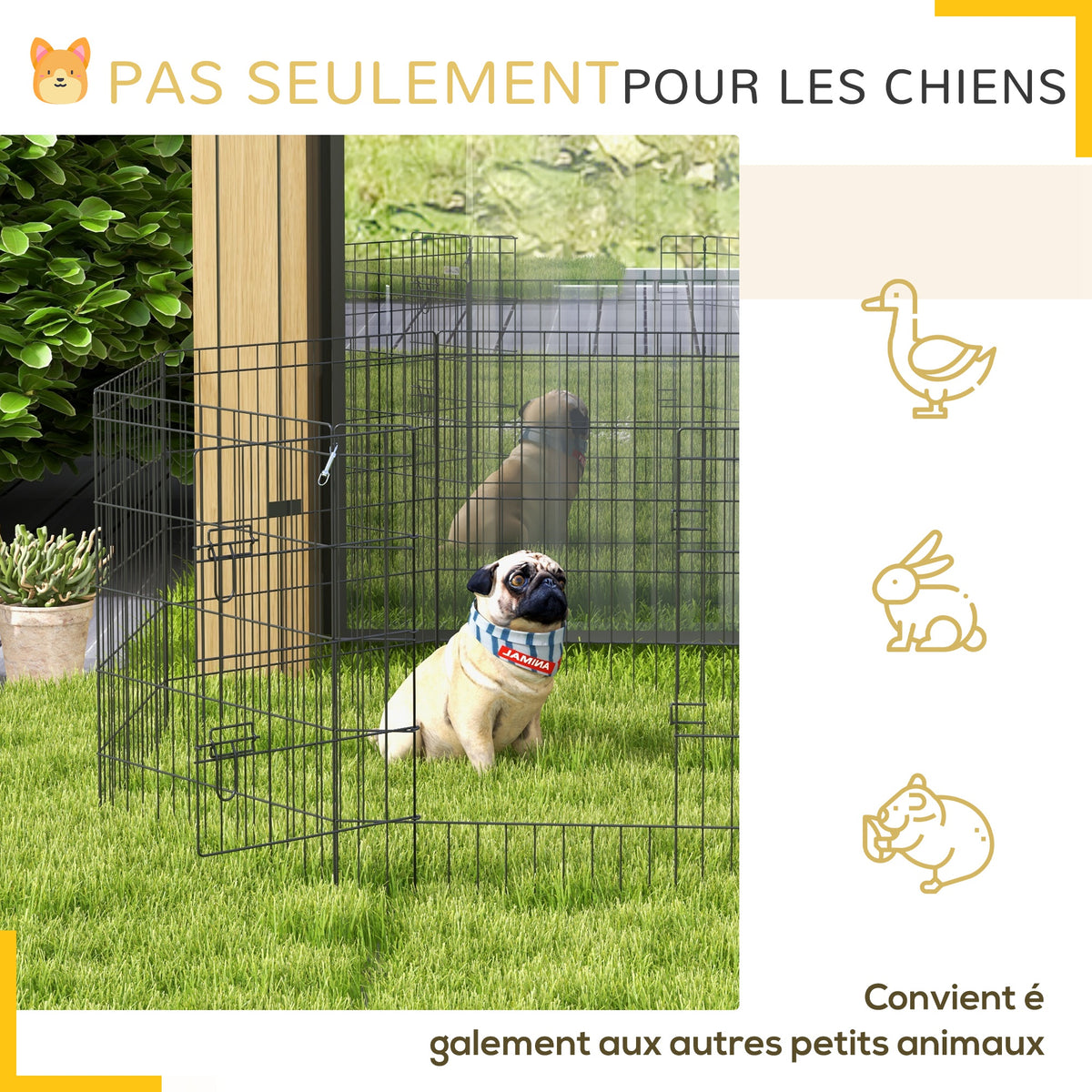Parc enclos modulable pour chiens lapins rongeurs clôture pour petits animaux intérieur et extérieur 61 x 76 cm noir