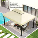 Toile pour tonnelle toile de rechange pour tonnelle à 2 niveaux protection UPF30+ trous de drainage  4 x 3 m crème