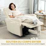 Fauteuil inclinable, fauteuil de relaxation avec repose-pieds, pivotant à 360° et basculant, 76 x 94 x 100 cm, beige