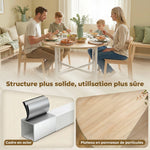 Tavolo da pranzo pieghevole, tavolo da cucina rotondo Ø 80 cm per 4 persone con 2 ribalte, gambe in acciaio, legno naturale