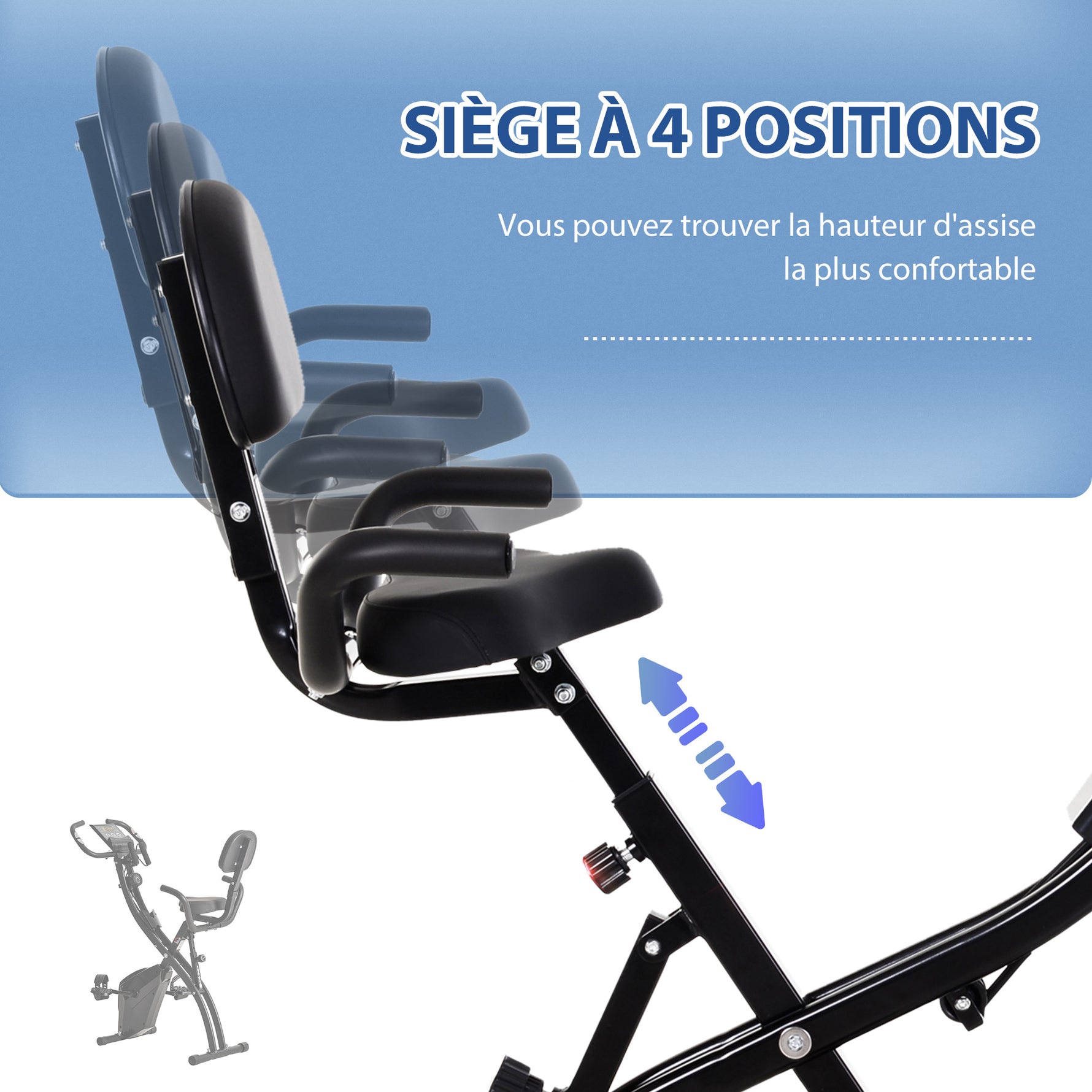 Vélo d'Appartement Pliable 4-en-1 - Ergomètre Magnétique Silencieux avec Cordes de Résistance - Sport Maison et Cardio-training avec Roulettes, Selle Confort et LCD (Max 120kg), Noir