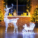 Renne et traîneau lumineux de Noël avec 170 LED blanc chaud, décoration de Noël pour intérieur et extérieur, 60x29x115cm
