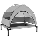 Lit pour Chien Surélevé Tente pour Chien avec Auvent Tente 3 Côtés Respirant Textilène Sac 76x61x70cm Gris Clair