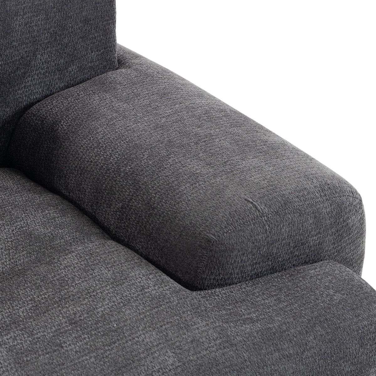3-Seater Modular Corner Sofa with Chenille Ottoman, 300 cm Compressed Sofa with Deep Seat, 3 Cushions, Grey