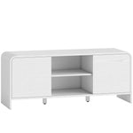 Meuble TV meuble télé pour téléviseur jusqu'à 55 pouces 2 portes 2 compartiments étagère réglable 110x35x45cm blanc
