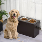 Gamelles chiens surélevées gamelle double chien chat Porte-gamelles surélevé 60L x 30l x 41H cm bois chocolat