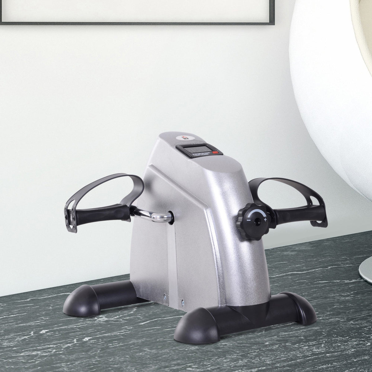 Mini vélo d'appartement pour jambes bras appareil de fitness avec écran LCD dim. 39L x 40l x 31H cm argenté
