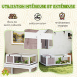 Maison enclos cage habitat pour petit animal tortues avec 2 espaces 91 x 60,5 x 32 cm bois massif marron clair