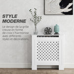 Couvercle de radiateur cache radiateur grille croisée pour salon chambre à coucher en bois 78l x 19P x 82H cm blanc