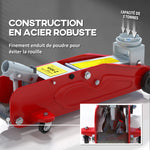 Cric hydraulique à profil bas en acier robuste, Charge maximale de 2000 kg, capacité de levage de 12 à 30 cm, rouge