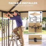 Toit de Remplacement pour pavillon de Jardin Toile de Rechange pour pavillon tonnelle Tente 3 x 3 m Beige