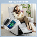 Fauteuil relax électrique massant et chauffant, fauteuil inclinable, repose-pieds, moteur silencieux, 82x99x106cm, gris