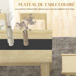 Table de salle à manger pour 6 personnes en bois aspect naturel et noir, dim. 140L x 90l x 75H cm