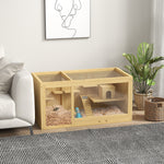 Cage Hamster Habitat pour Rongeurs Souris Plusieurs Niveaux Plateformes Échelle Balançoires 100 x 50 x 50 cm Naturel