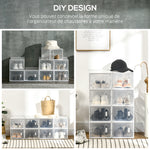 Lot de 8 boites cubes rangement à chaussures modulable avec portes transparentes - 25 x 35 x 19 cm