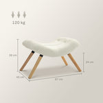 Repose pied salon ottoman pouf salon tabouret de canapé en tissu avec pieds en bois de hêtre, siège rembourré, crème