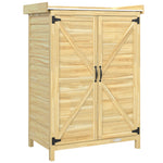 Armoire de jardin, armoire extérieure de rangement en bois, plan de travail en métal galvanisé, 71,5x39x95cm, naturel