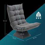 Fauteuil relax fauteuil salon design capitonné inclinaison dossier réglable pivotant 360° gris chiné