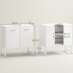 Meuble sous lavabo, meuble de salle de bain avec 2 portes à fermeture douce et étagère réglable, blanc
