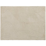 Tapis salon 200 x 140 cm, tapis à poils épais géométrique, moelleux et antidérapant, crème