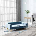 Canapé chien lit pour chien design scandinave coussin moelleux pieds métal doré 94 x 59,5 x 31,5 cm velours soyeux bleu